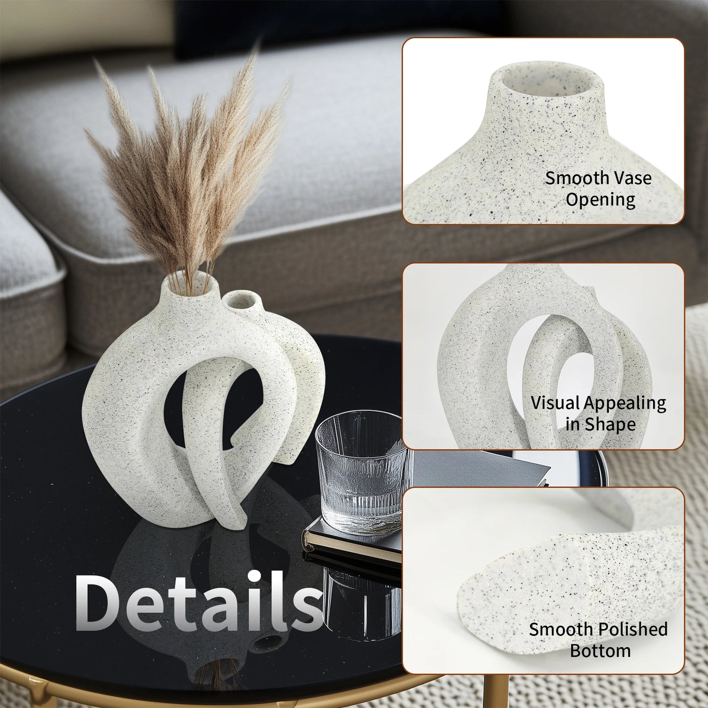 Function Set 2 Decorative Hollow Vases Table Centerpiece