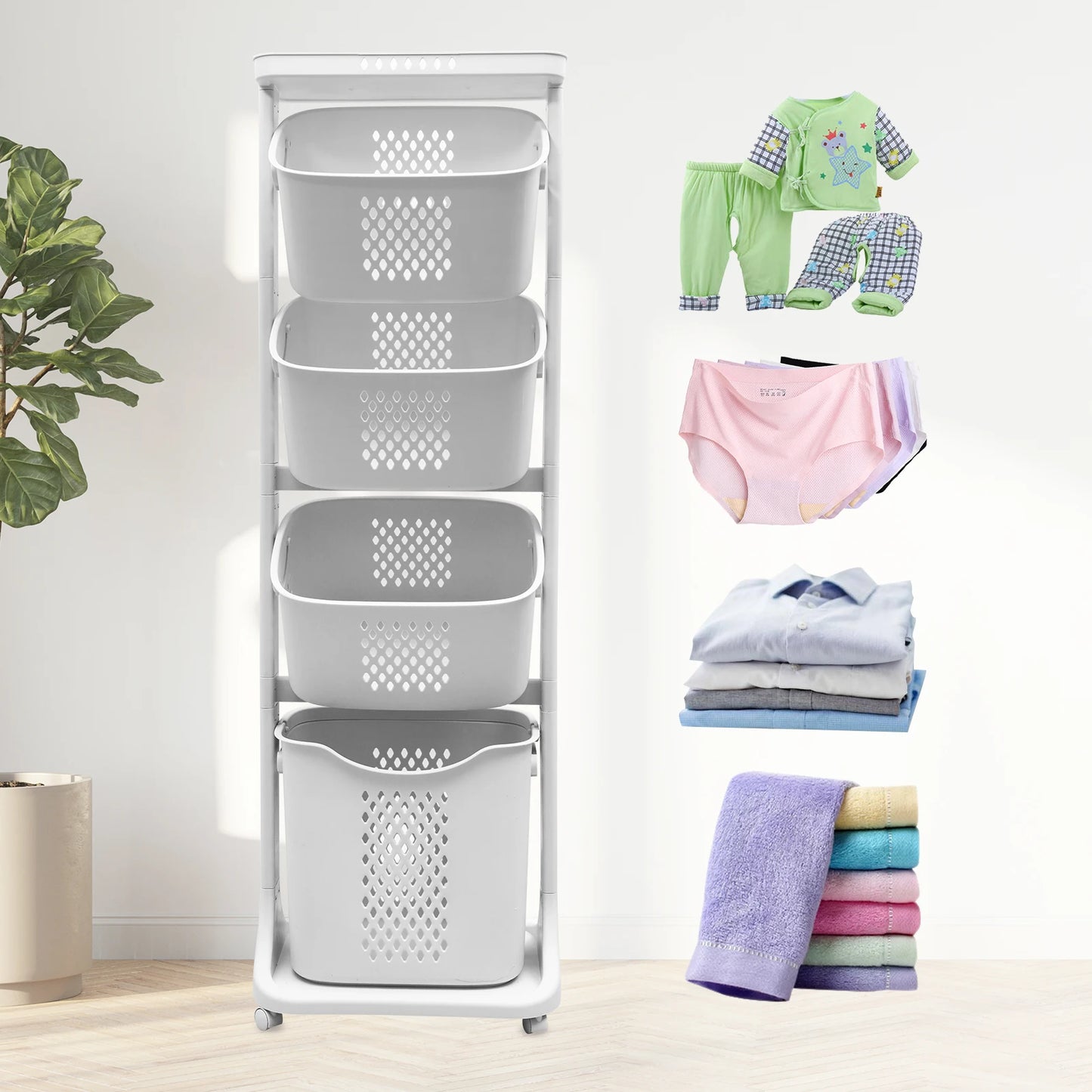 Breez Retail Therapy 2 Tier Laundry Cart With Buckets