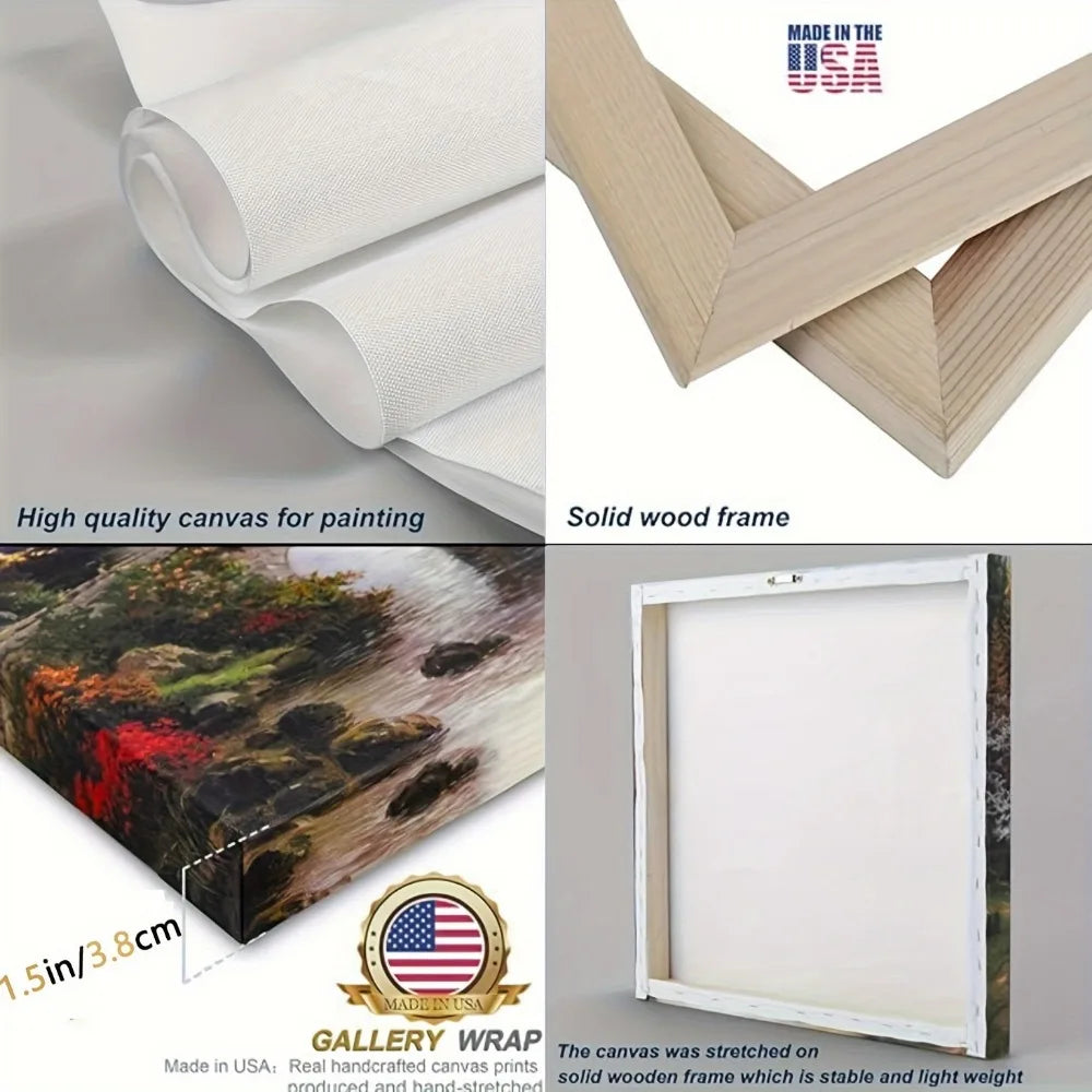 Hign Concerned Pine Wood Frame Ocean Beach Wave Painting