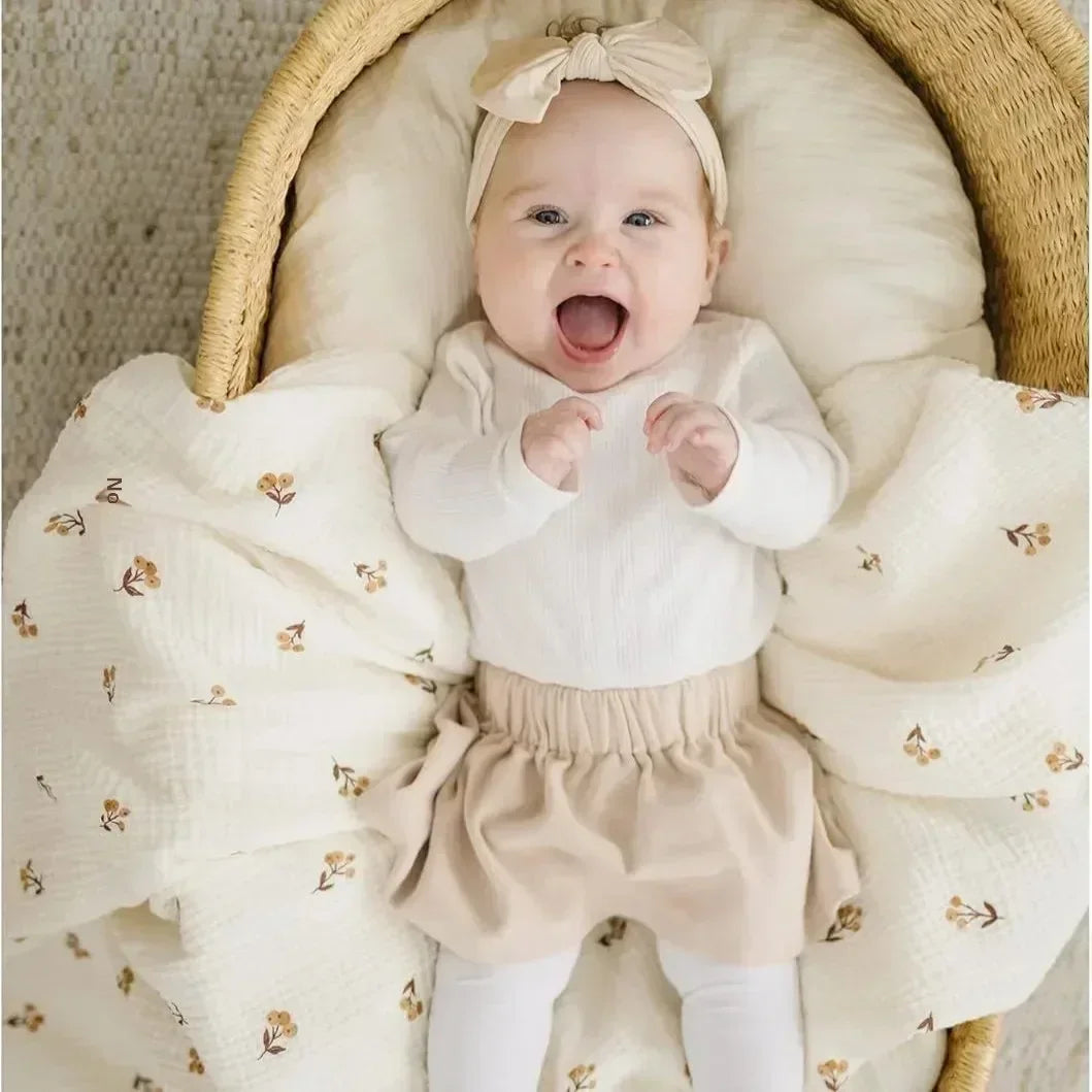 Cotton Muslin Swaddle Baby Blanket Set For Newborn Gifts