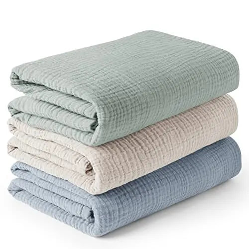 Cotton Muslin Swaddle Baby Blanket Set For Newborn Gifts