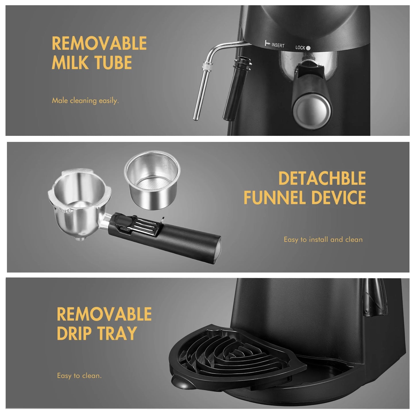 Yabano Espresso Machine 3.5 Bar Milk Frother Cappuccino