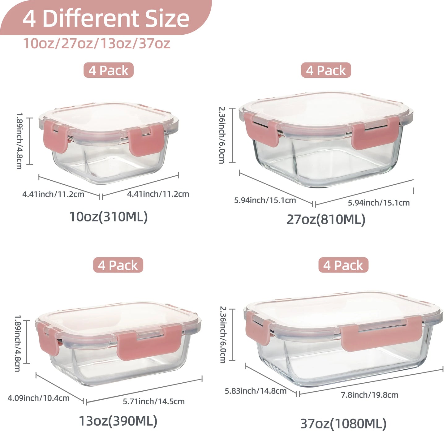 Glass Food Storage Containers Set Leakproof Airtight BPA