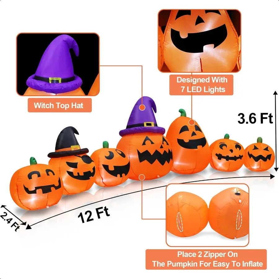 Guangdong Inflatable Halloween Pumpkins 7 Witch Hats LED