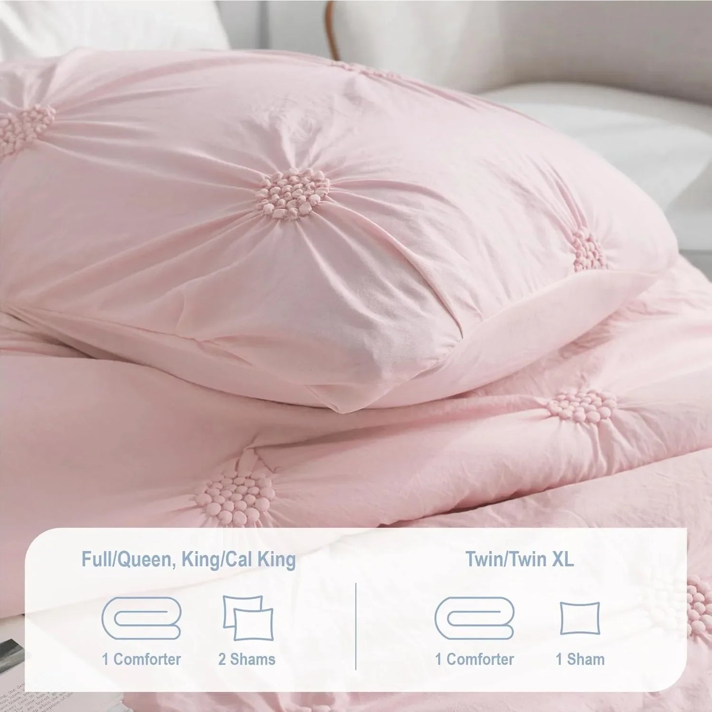 Breez Retail Therapy 3 Piece Pintuck Comforter Set 3D Floral