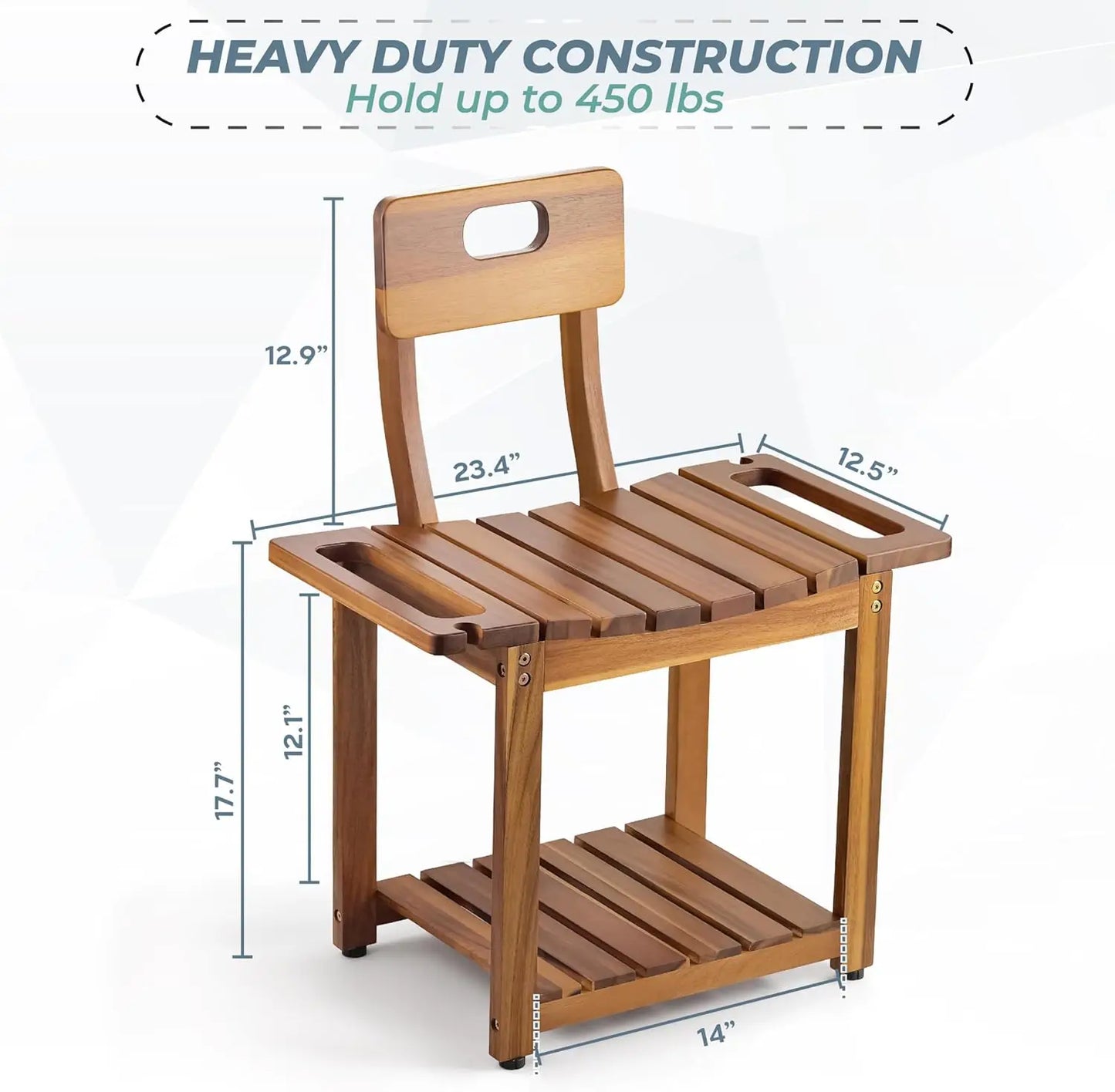 XMSJ Heavy Duty Shower Chair With Backrest For Tub Seniors