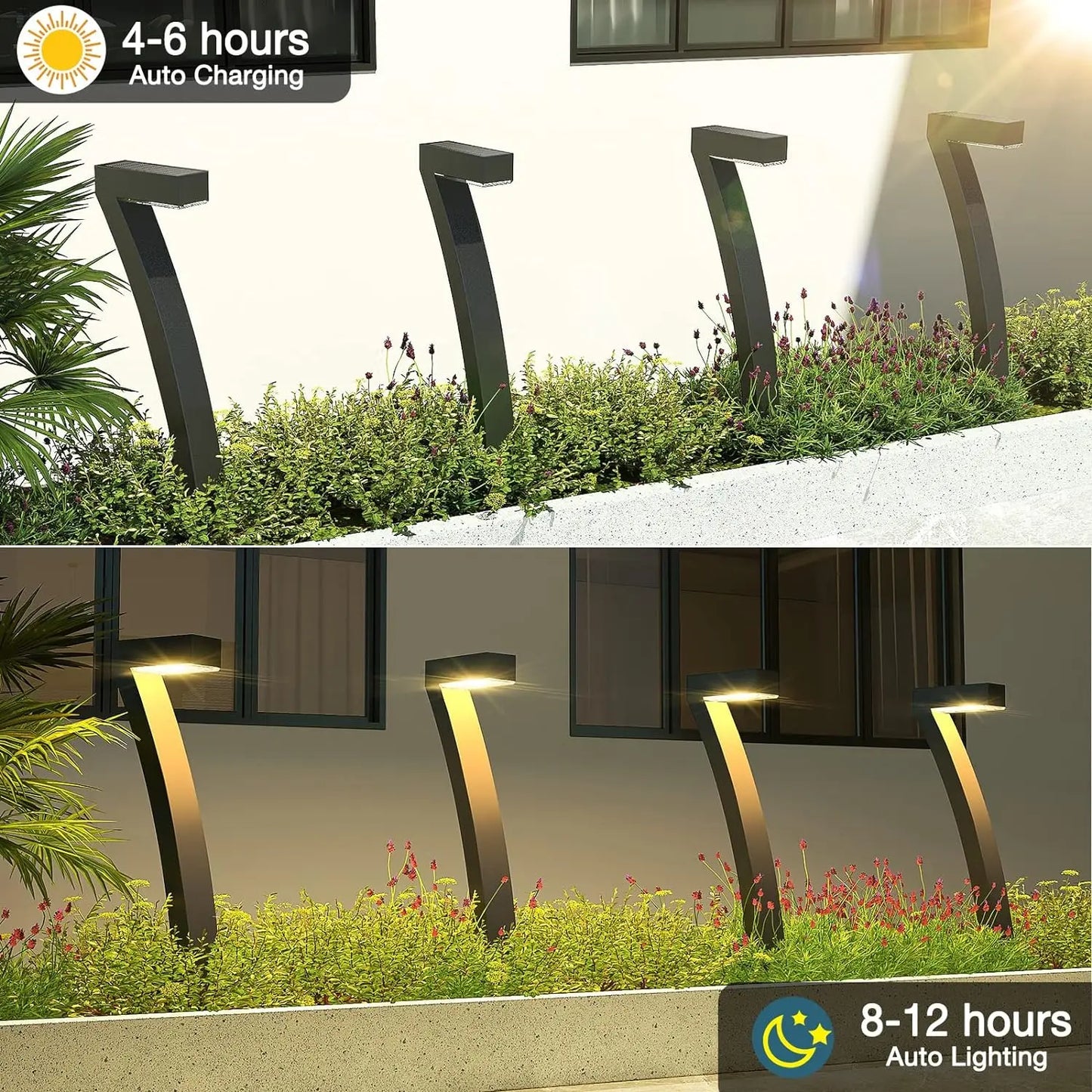 KPSTEK Solar Outdoor Pathway Lights 6 Pack Auto On Off