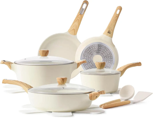 XMSJ Ceramic Cookware Sets Nonstick Induction Safe Kitchen