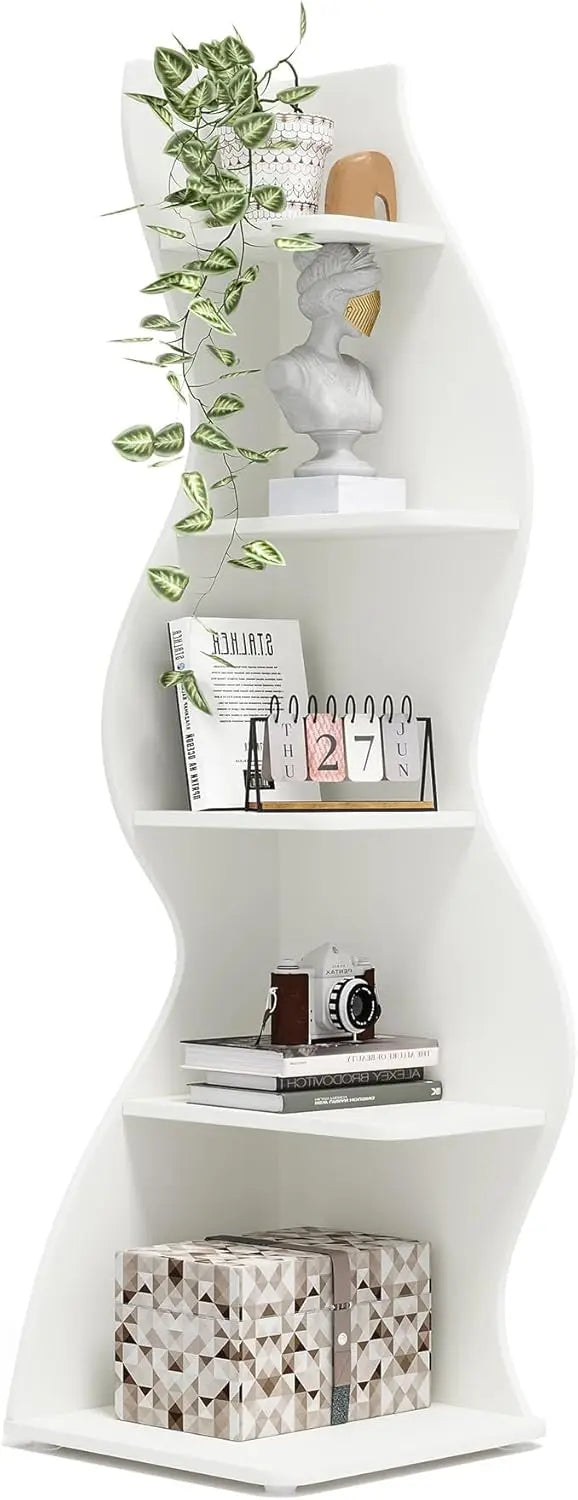 Guangbai Corner Shelf Rustic 5 Tier Wall Bookshelf