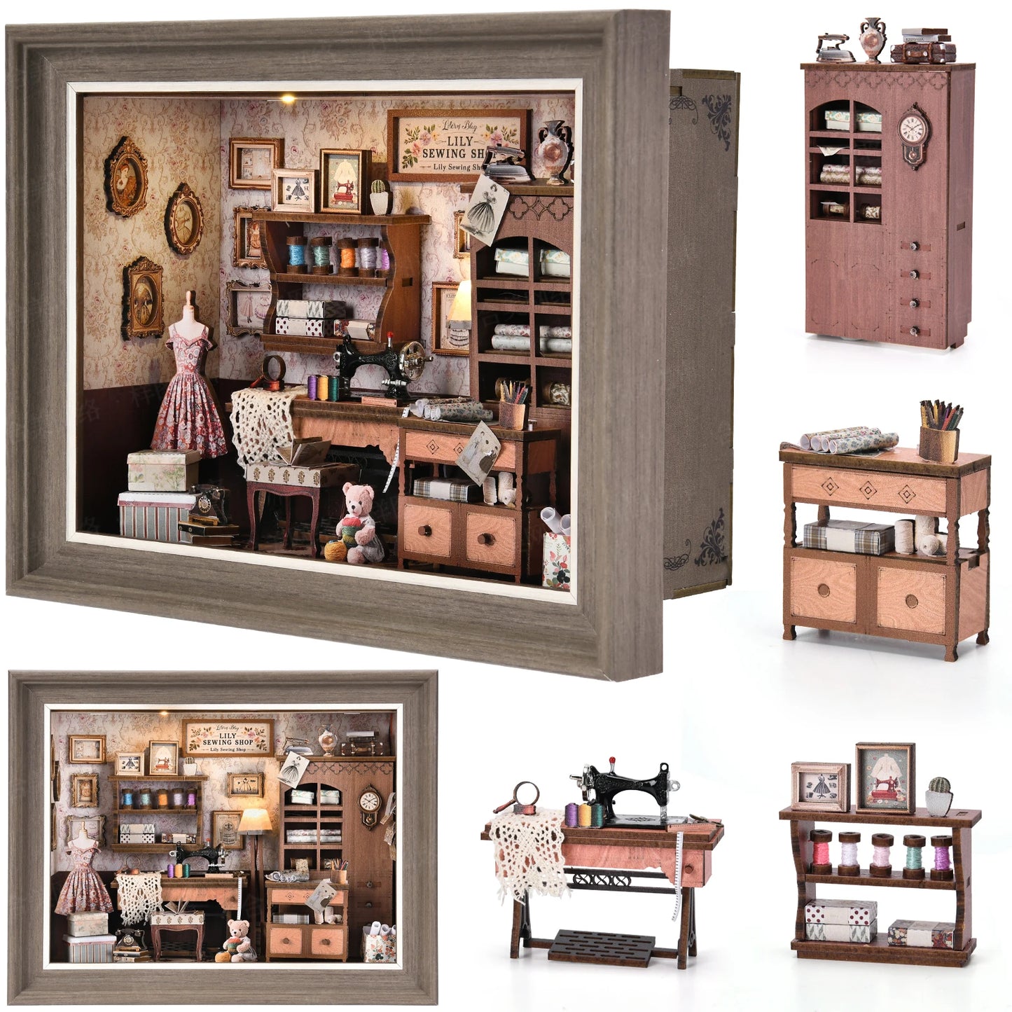 ASLOWSNAIL Book Nook Kit Tailor Shop DIY 3D Puzzle Set