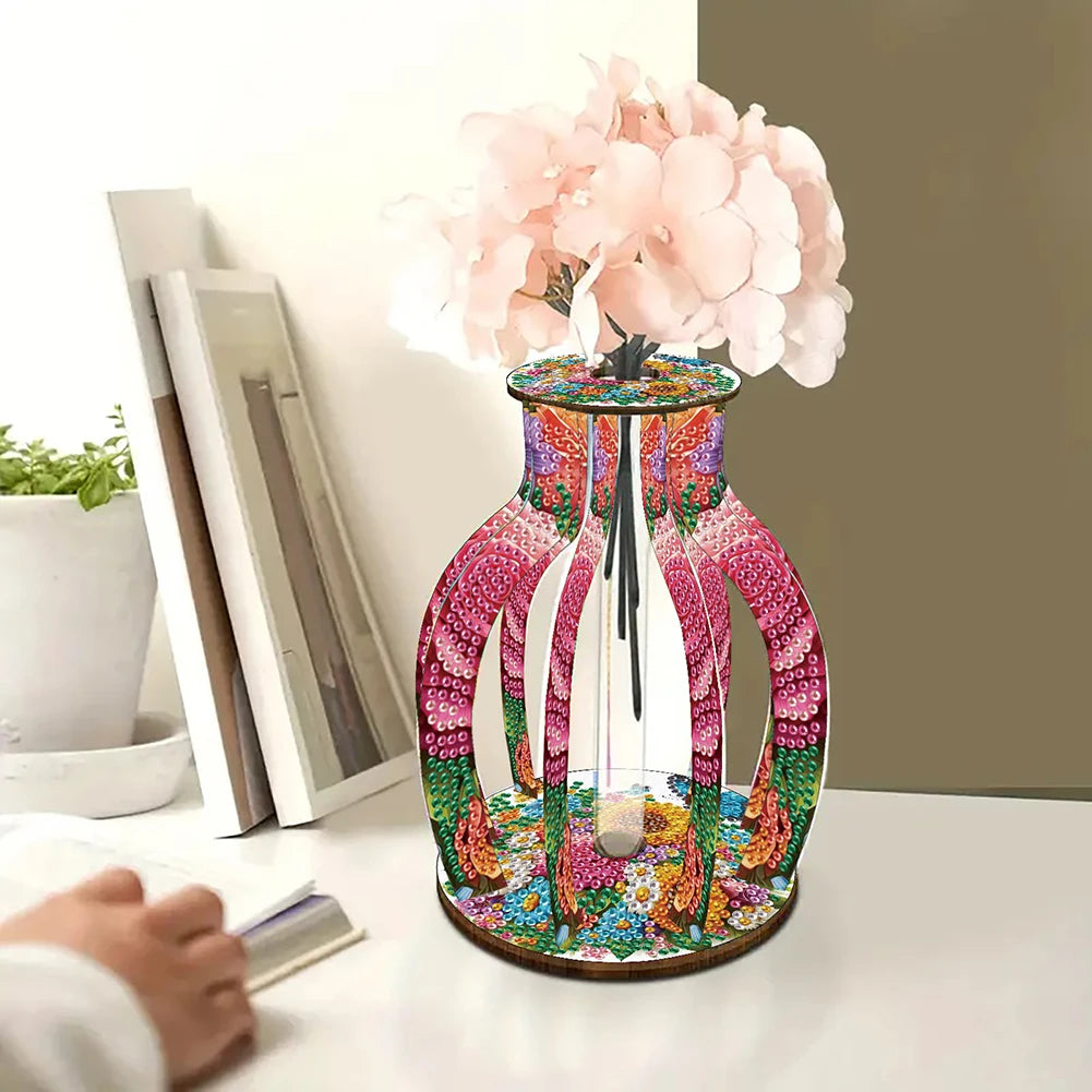 ALLOYSEED 5D Diamond Art Vase DIY Acrylic Wood Desk Decor