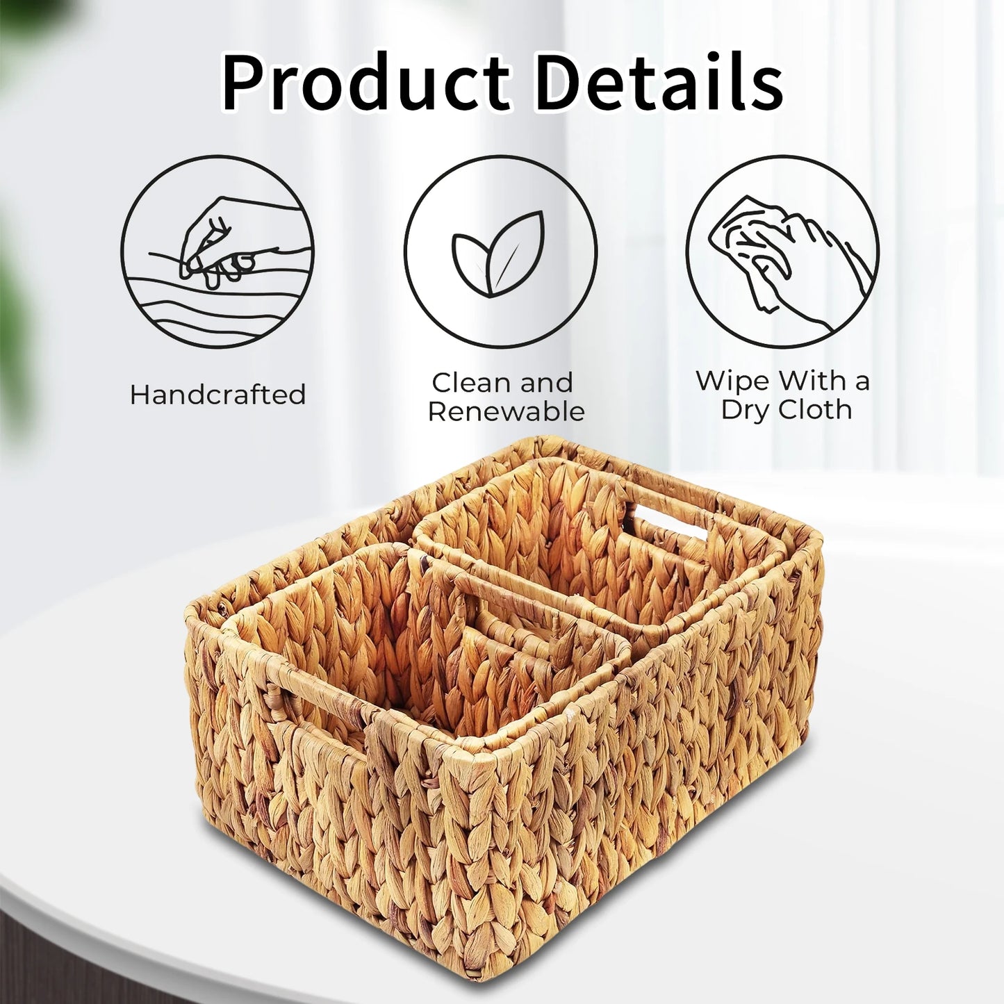 Breez Retail Therapy Water Hyacinth Wicker Baskets Set