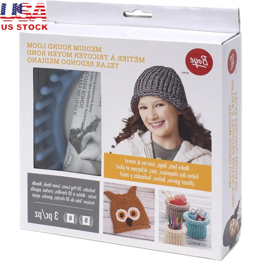XMSJ Round Loom Knitting Kit 30 Pegs With Hook And Needle