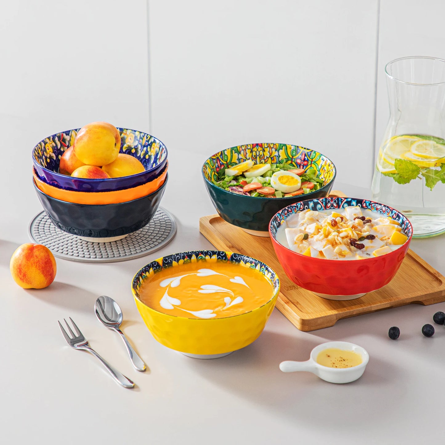 Malacasa Ceramic Soup Bowls Set Dishwasher Safe Dinnerware