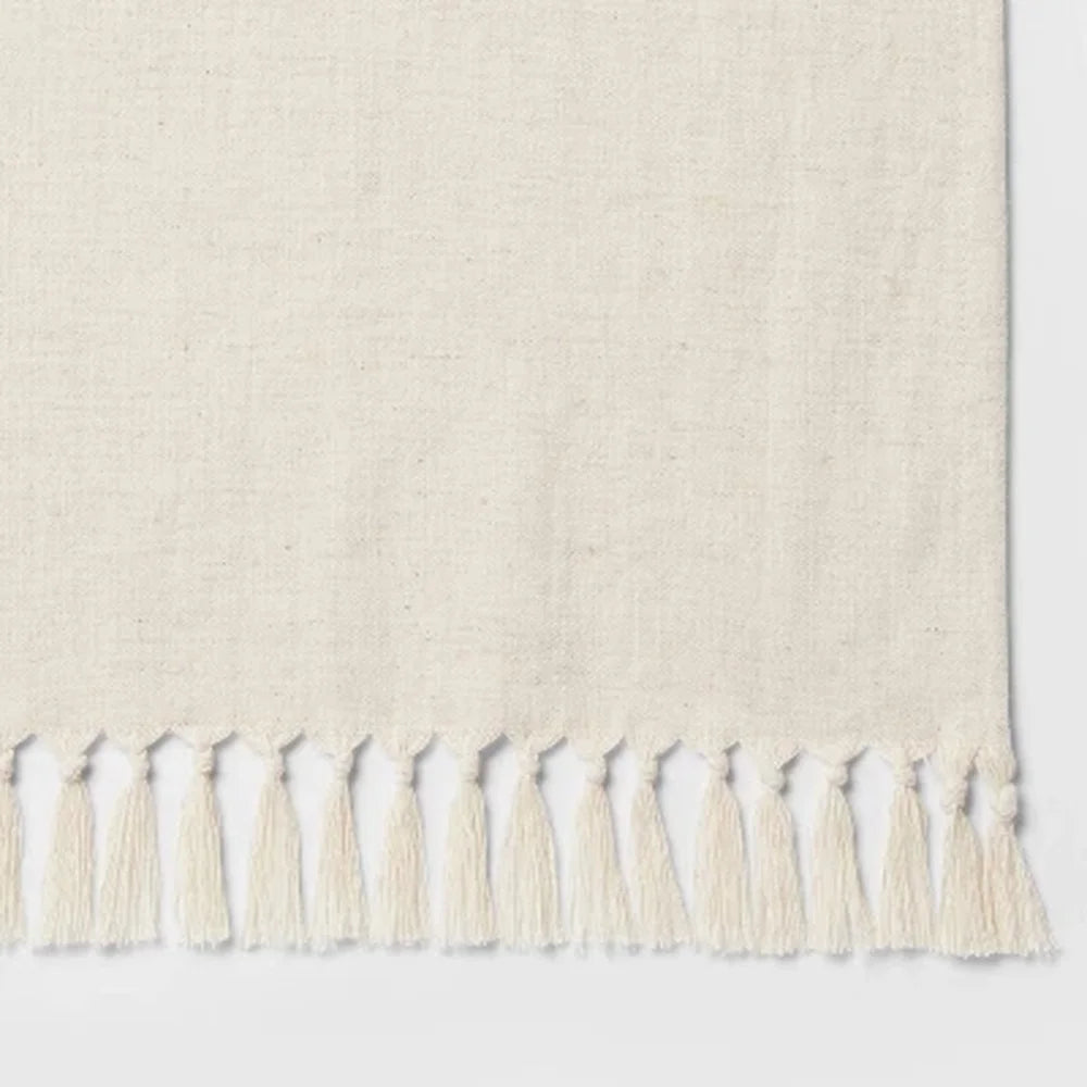 DUTRIEUXCN Cotton Linen Blend Tablecloth With Tassel Accents
