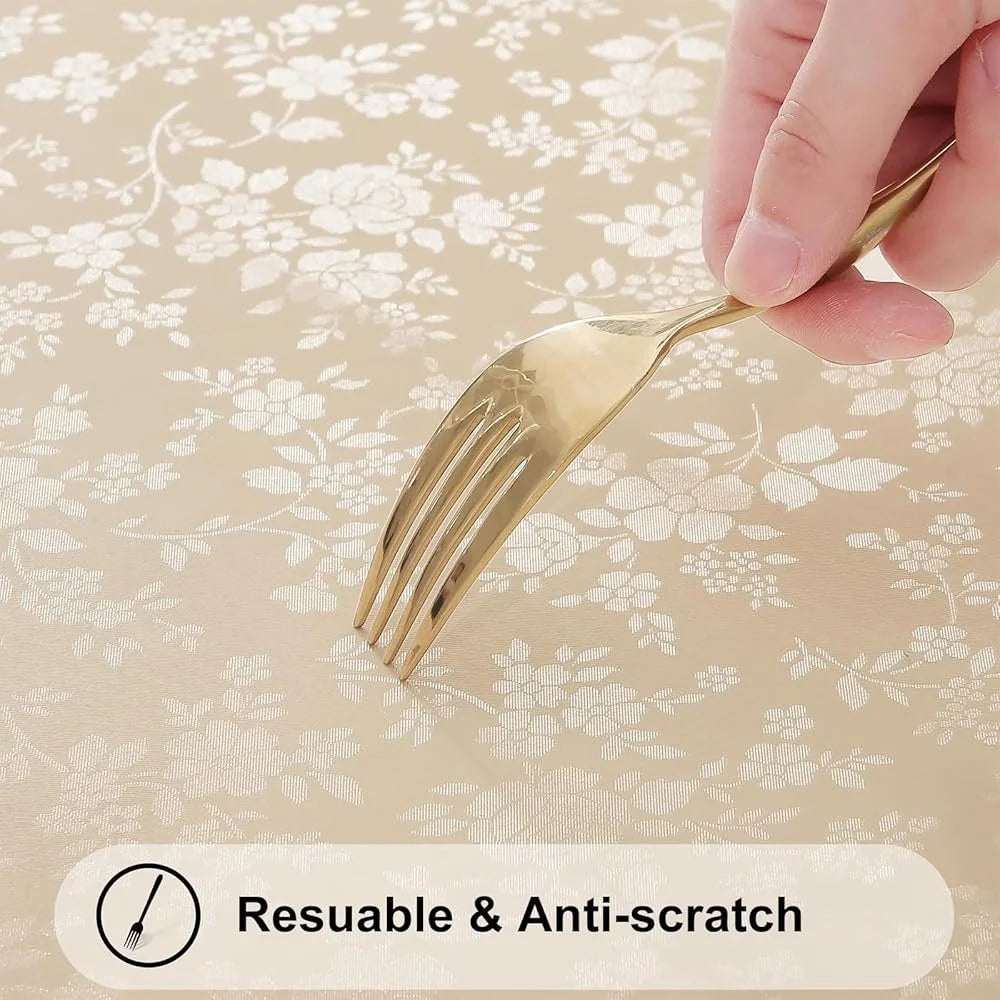 Fujian Craft of Weaving Waterproof Floral Vinyl Tablecloth