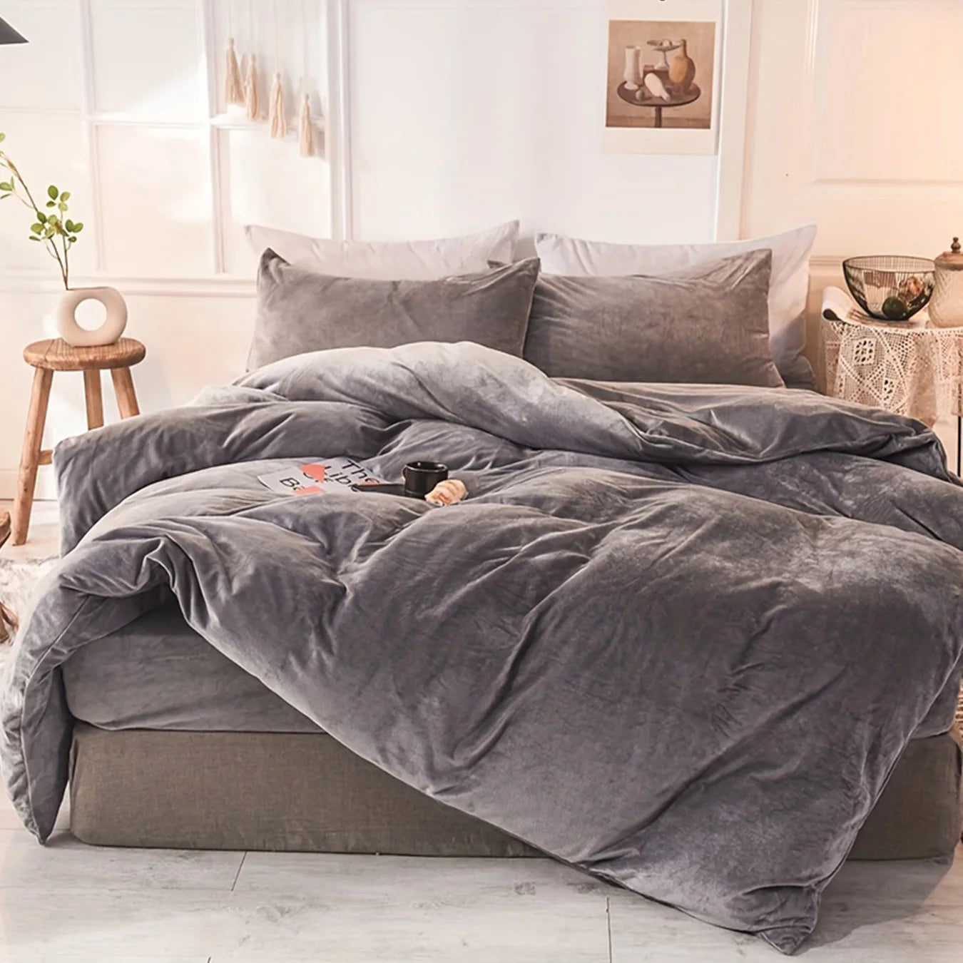 LISSTHERCN Velvet Duvet Cover Set 3 Piece Bedding Essentials