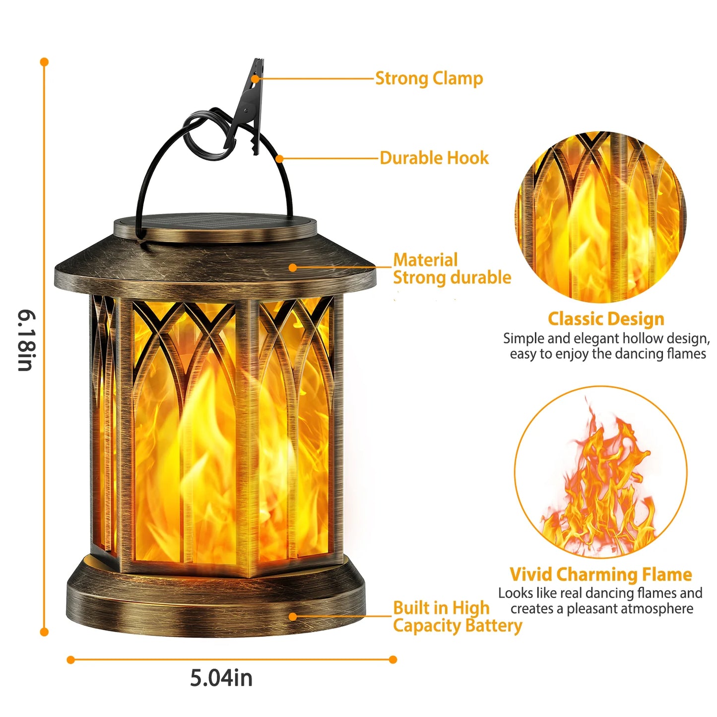 KPSTEK 2 Pack Upgraded Flickering Flame Solar Lanterns