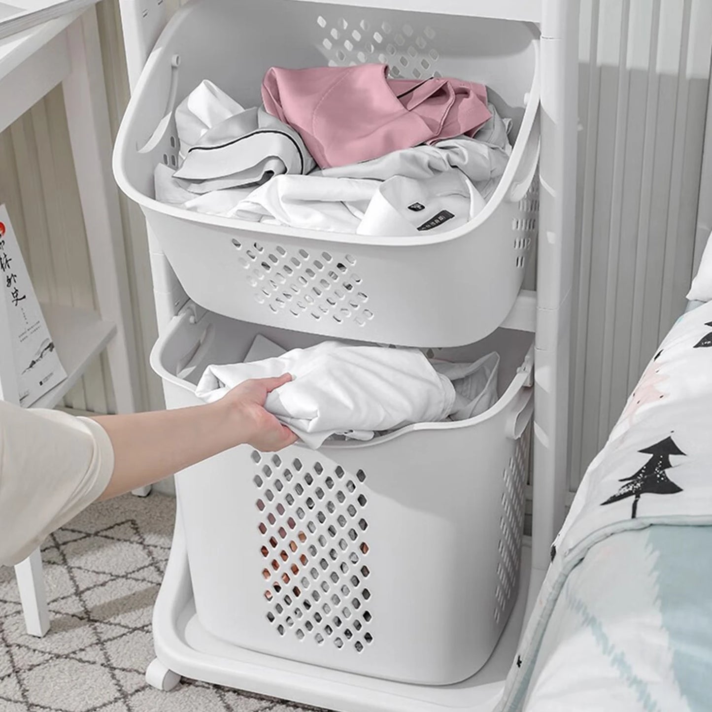 Breez Retail Therapy 2 Tier Laundry Cart With Buckets
