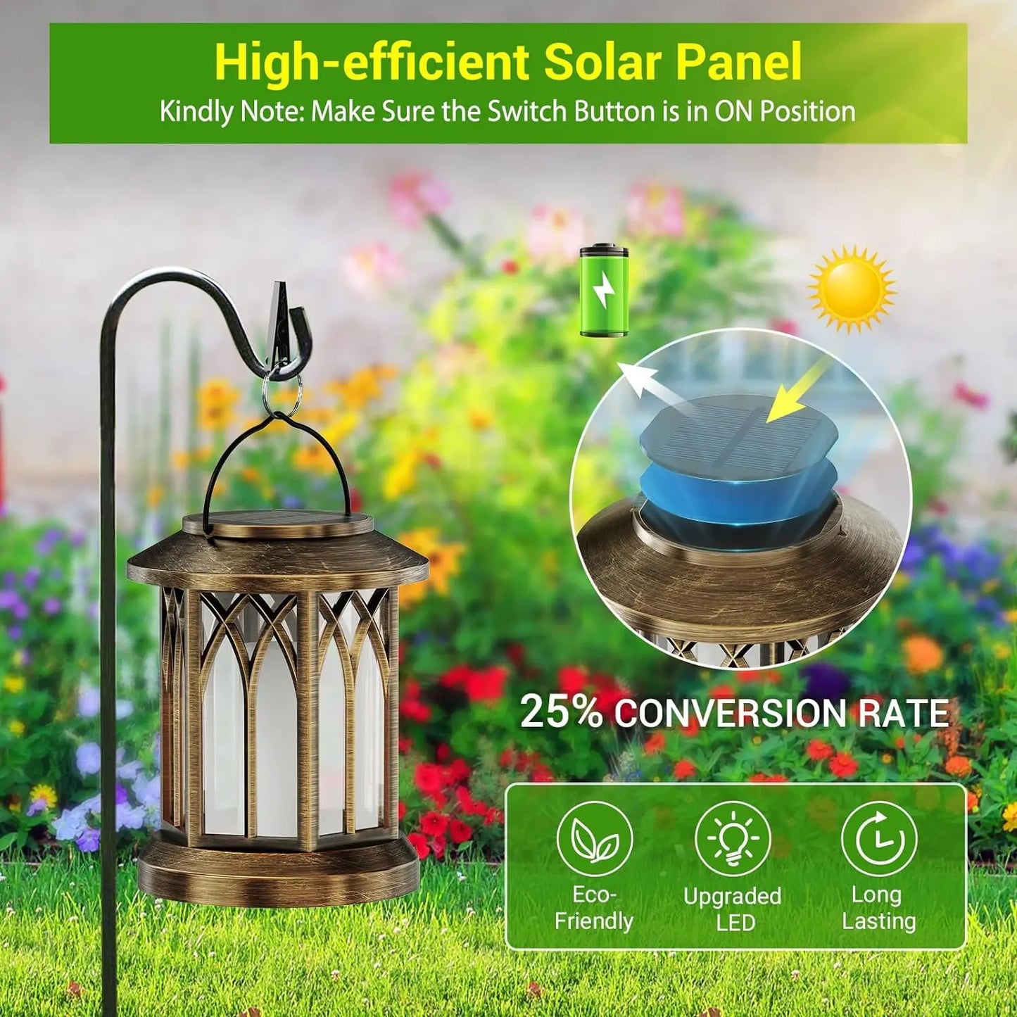 KPSTEK 2 Pack Upgraded Flickering Flame Solar Lanterns