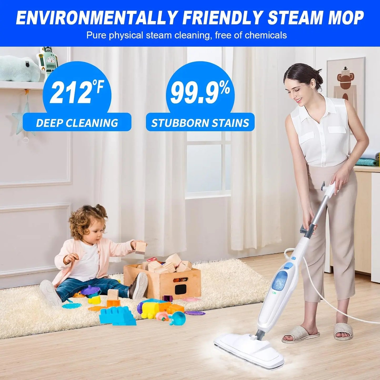 DayPlus Steam Mop 1500W 2 Speed Floor Steamer Handheld