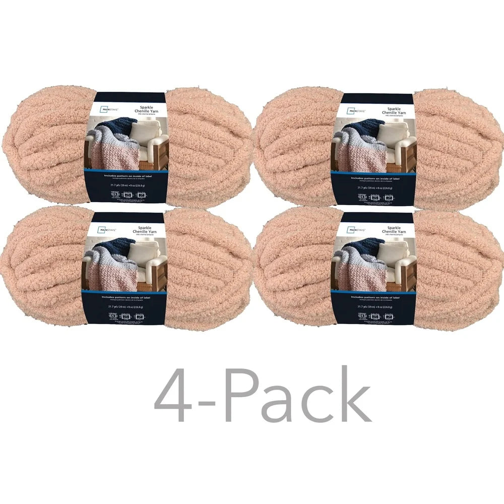 XMSJ 100 Polyester Sparkle Super Bulky Chenille Yarn