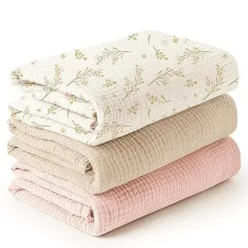 Cotton Muslin Swaddle Baby Blanket Set For Newborn Gifts
