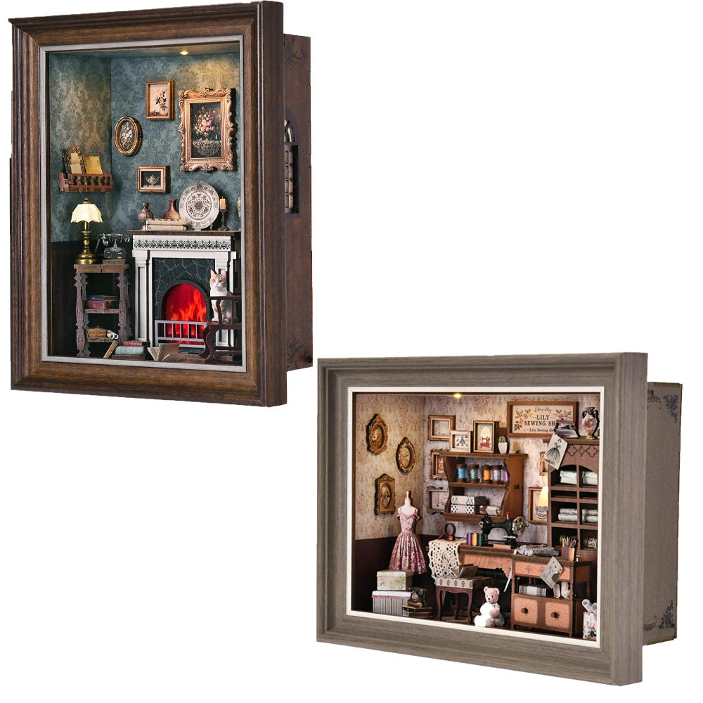 ASLOWSNAIL Book Nook Kit Tailor Shop DIY 3D Puzzle Set