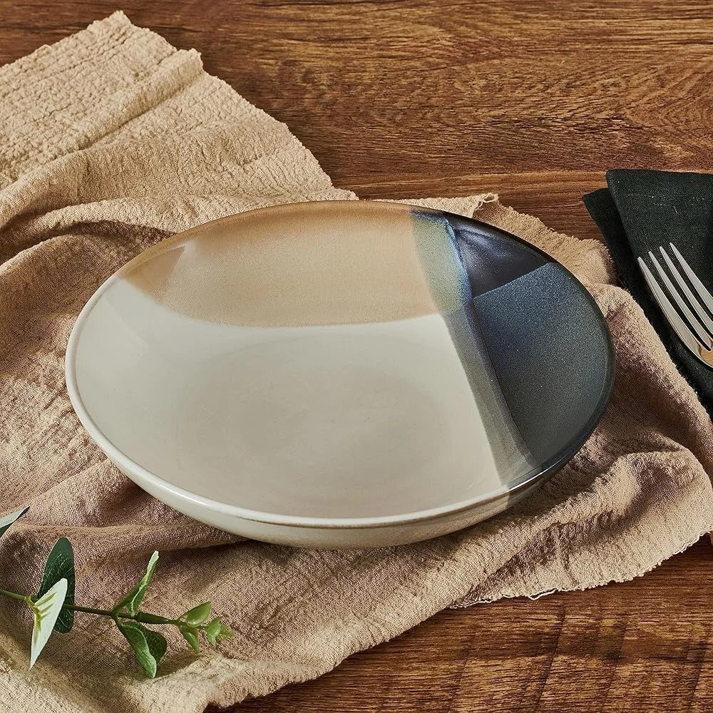 XMSJ Caden Stoneware Pasta Bowls Set Geometric Design