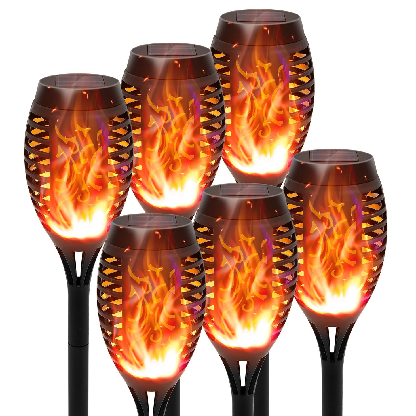 Solar Torch Lights With Flickering Flame Waterproof Outdoor LED
