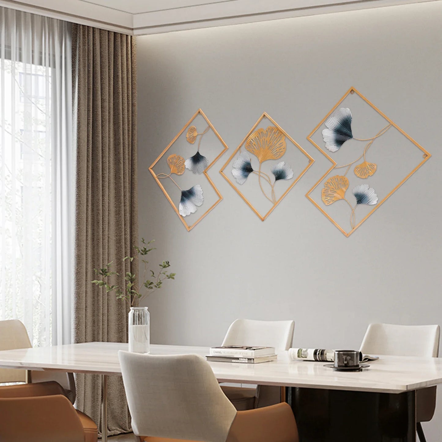 Hign-concerned 3D Metal Leaf Wall Decoration Set of Three