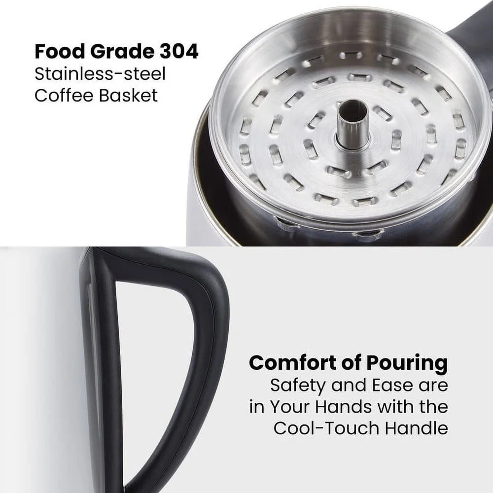 XMSJ Stainless Steel 6 Cup Automatic Coffee Percolator