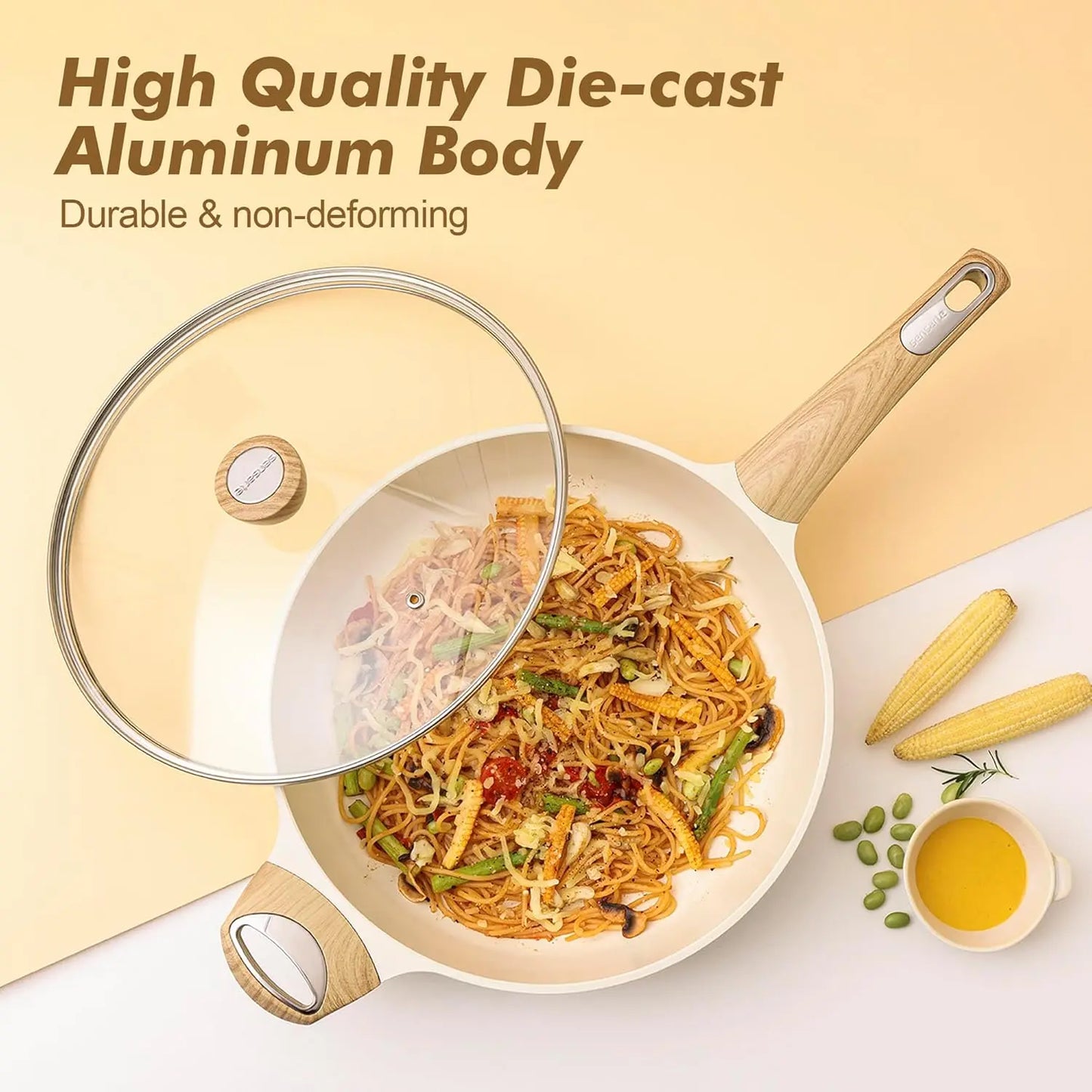 XMSJ Ceramic Cookware Sets Nonstick Induction Safe Kitchen