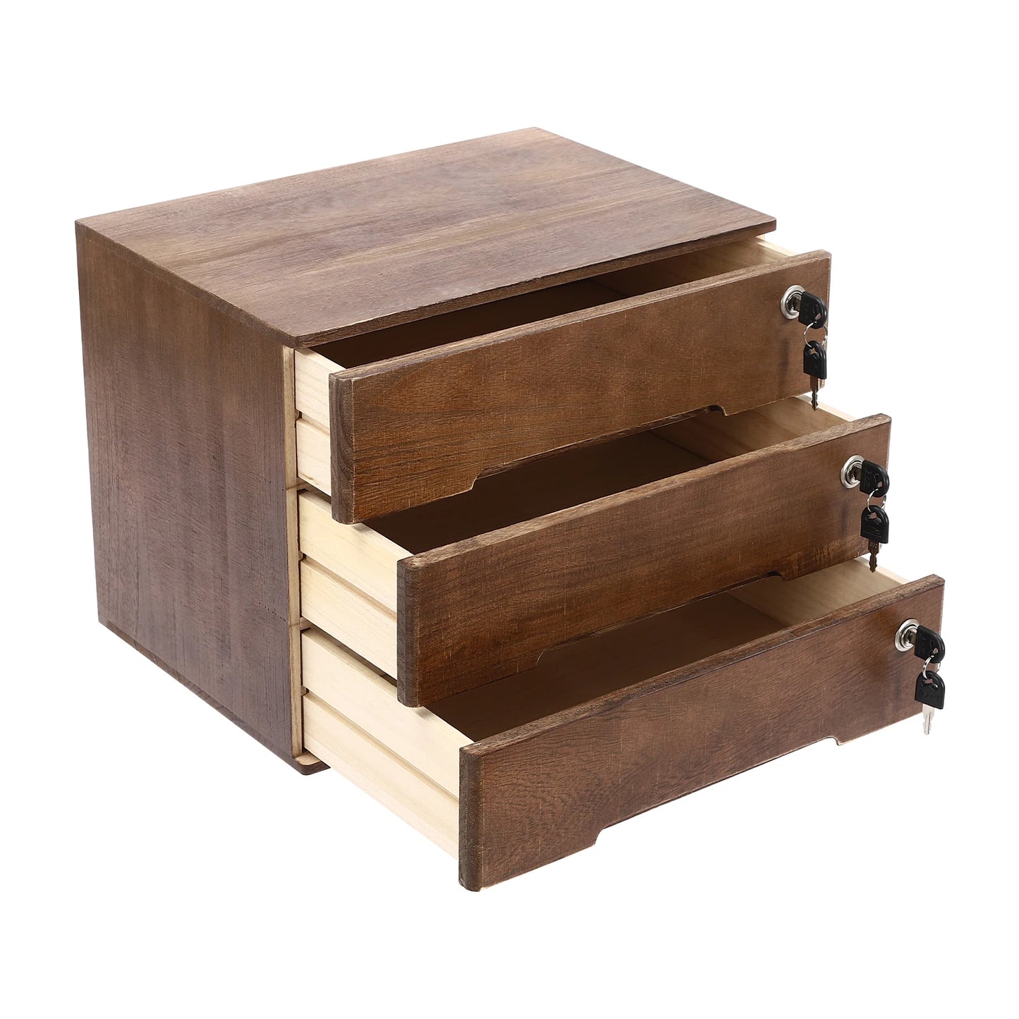 Sichuan Wood Desk Storage Box With Lockable Drawers