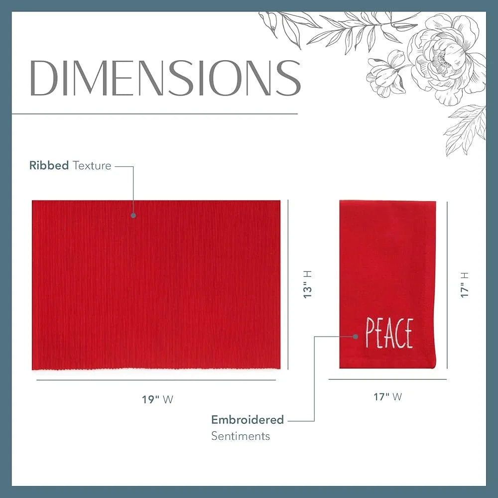 Breez Retail Therapy Christmas Placemats Napkin Set Cotton
