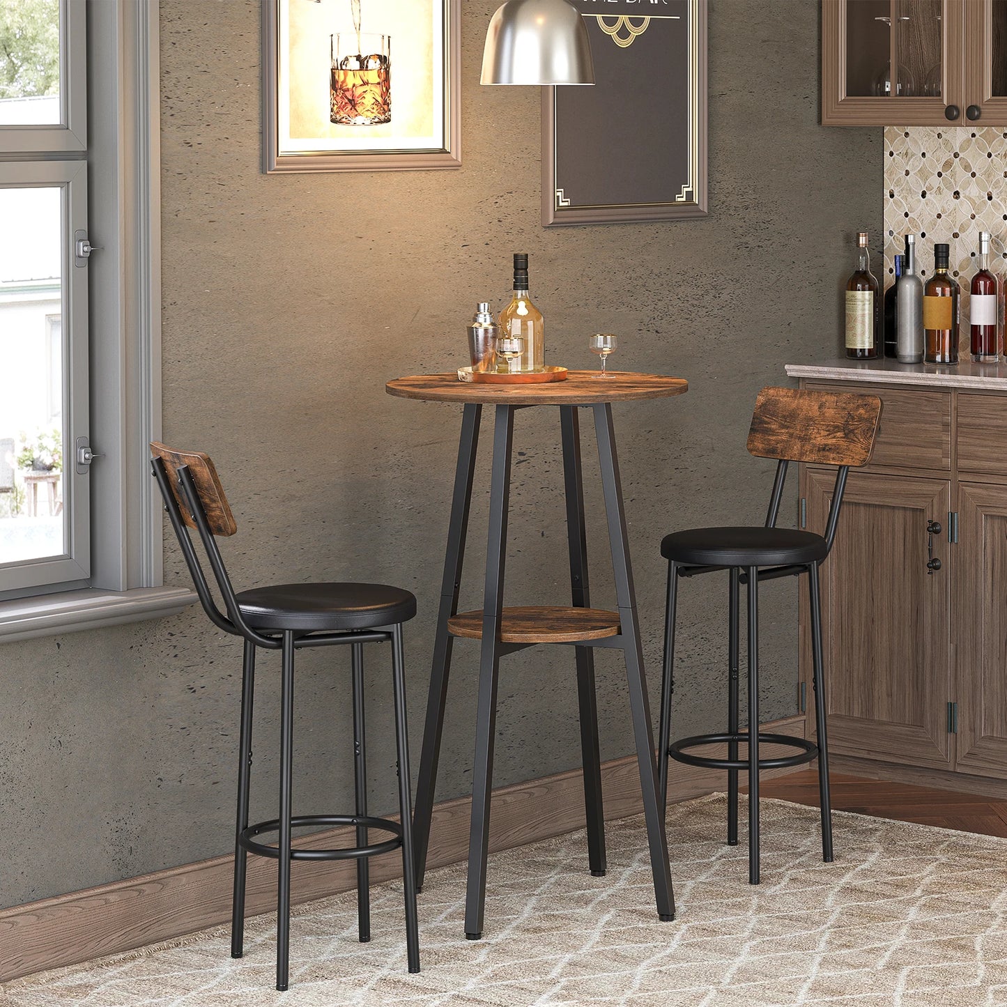 Round Bar Table With Storage Two Tier Bistro Table Premium