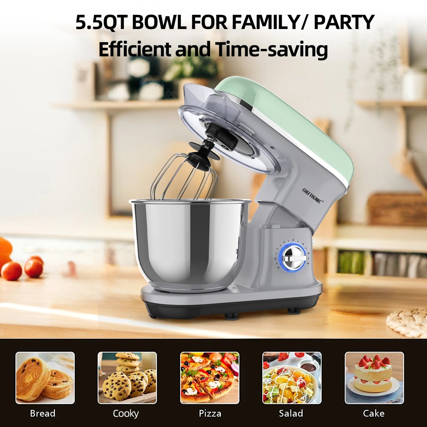 Cheftronic Tilt Head Stand Mixer 500W 6 Speed Household
