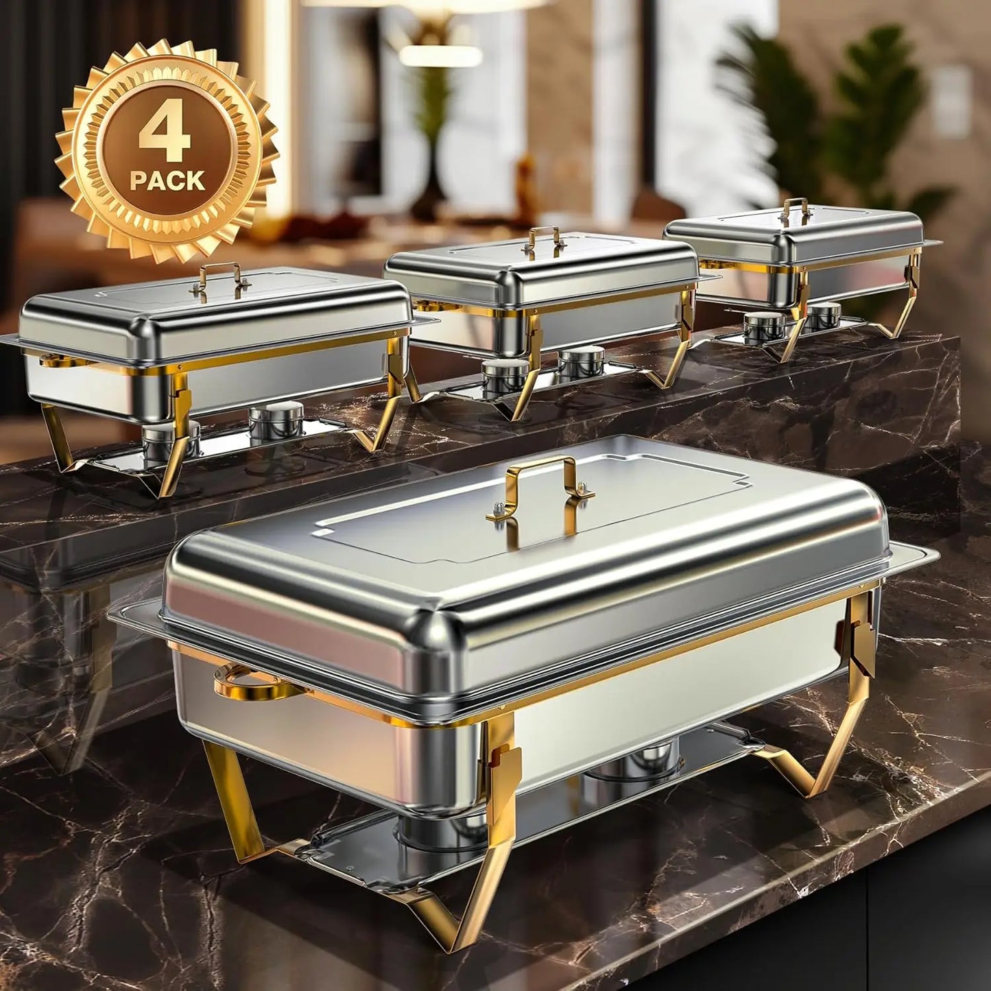 Warmounts Chafing Dishes Buffet Set Rolled Edge Design