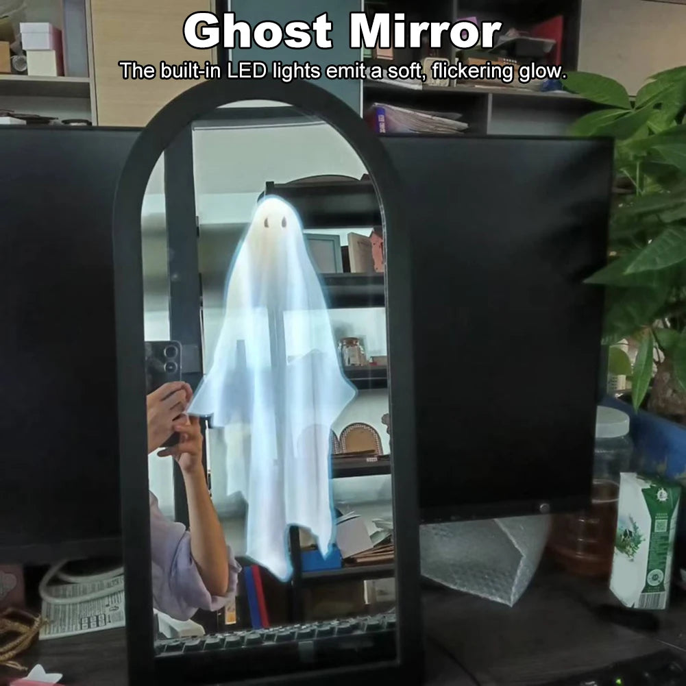 Shunmaii Ghost Mirror Night Light Halloween Hologram Decor