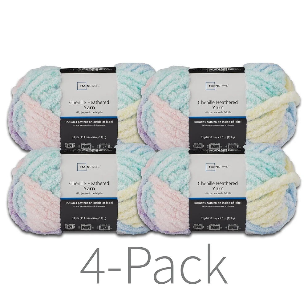 XMSJH Super Bulky Chenille Yarn Variegated Easy Care Pack