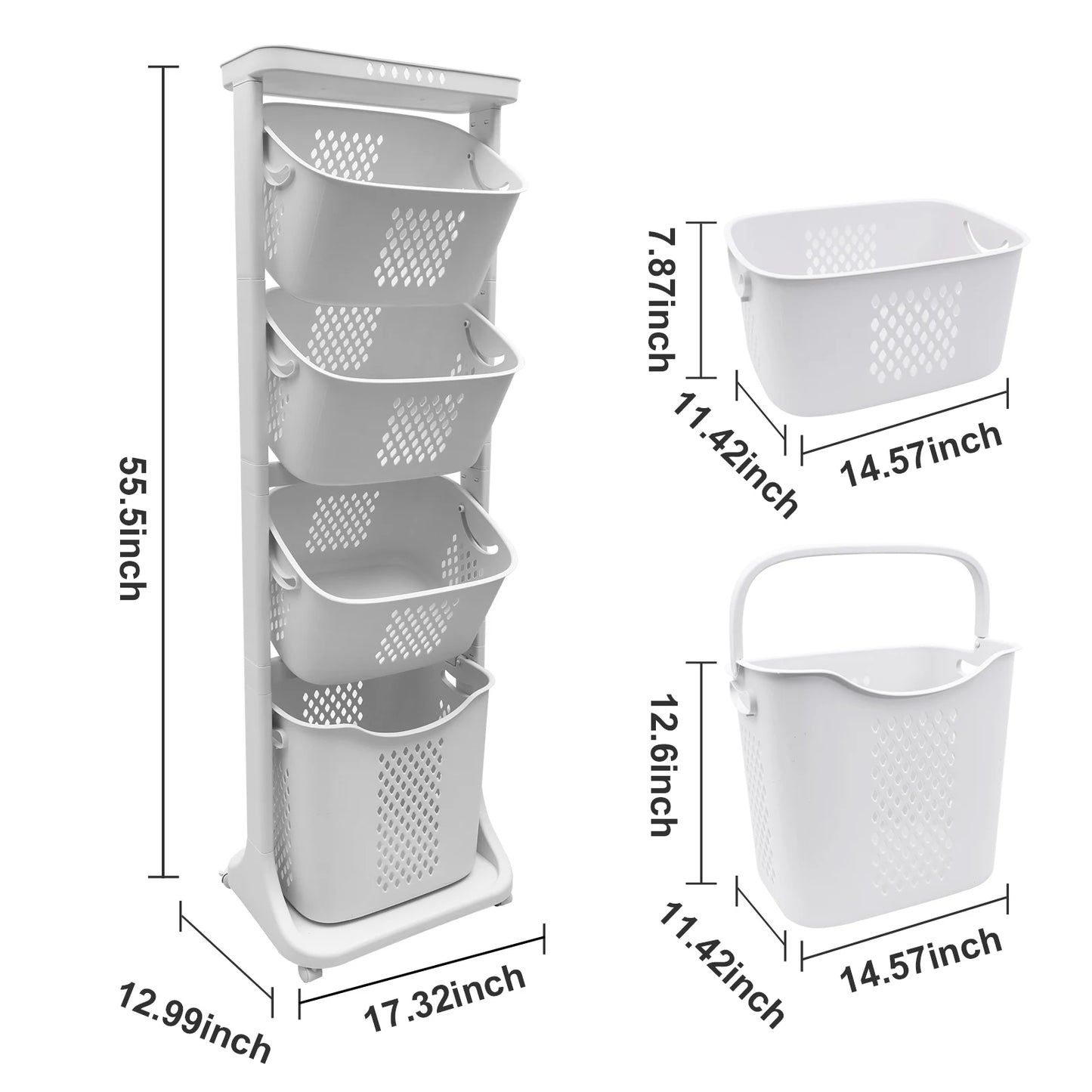 Breez Retail Therapy 2 Tier Laundry Cart With Buckets