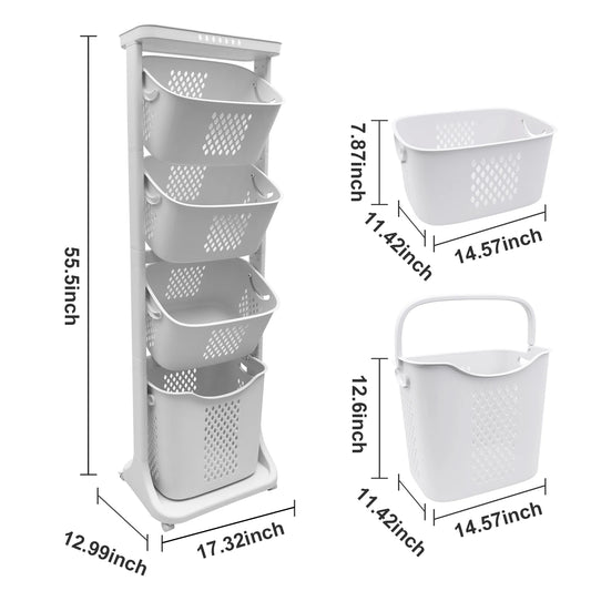Breez Retail Therapy 2 Tier Laundry Cart With Buckets