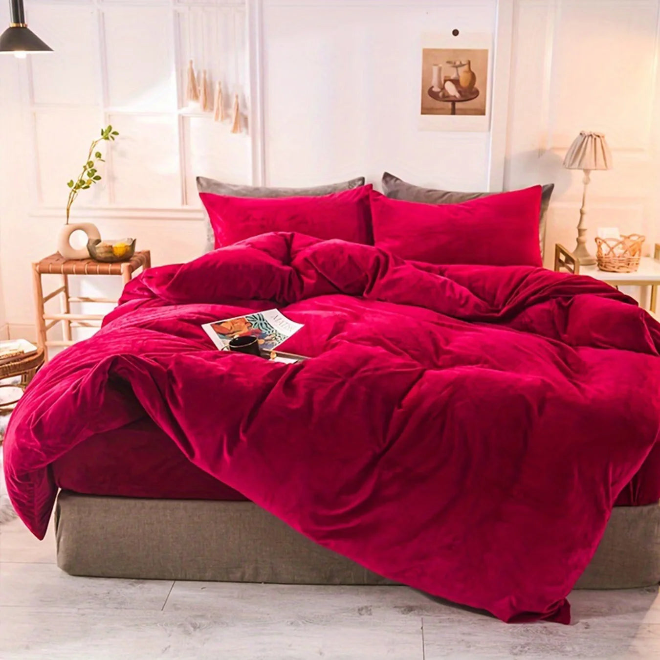 LISSTHERCN Velvet Duvet Cover Set 3 Piece Bedding Essentials