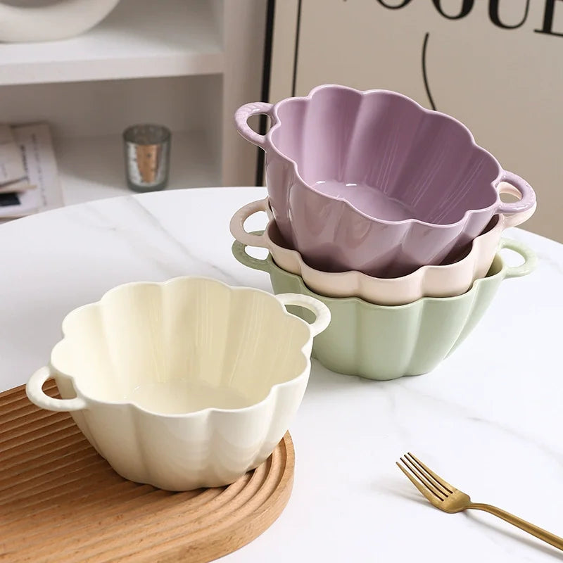 Elitequo Dinnerware Vintage Ceramic Pumpkin Serving Bowl