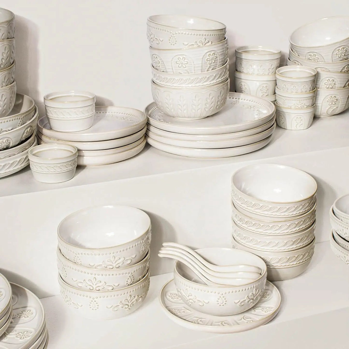 XMSJ Pasta Bowls Set Of 4 Ceramic Soup Bowls Kitchen