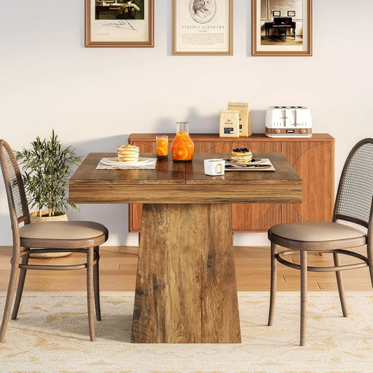 Tribesigns Square Dining Table For Four With Pedestal