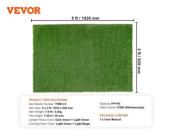 SucceBuy Artificial Grass Rug Turf Door Mat Outdoor Patio