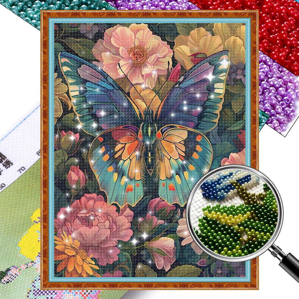 Shunmaii Bead Embroidery Kit Flower Cross Stitch Wall Decor
