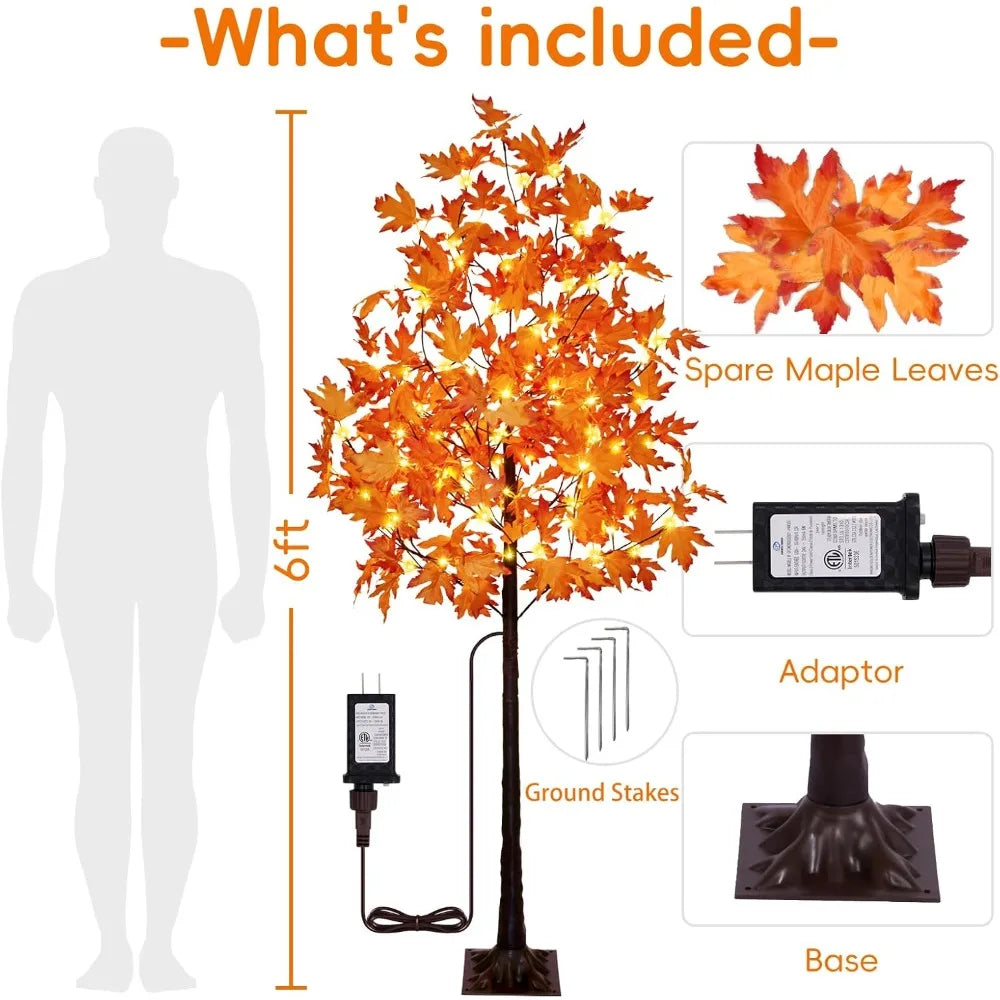 Frame Set Of 2 Artificial Lighted Maple Trees For Fall