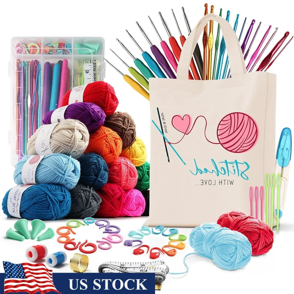 XMSJH Crochet Craft Kit Yarn Bundle 15 Colors 75 Yards